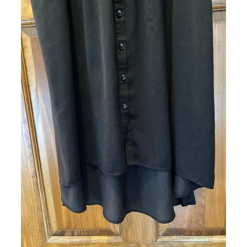 Swimsuit‎ Coverup Dress Plus Size 1X Black Sheer Button Front Elastic Waist